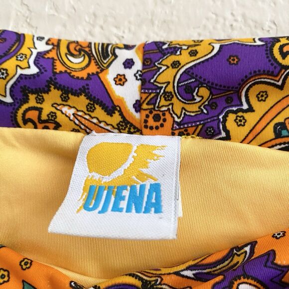 Ujena Bikini Swim Bottom Sz L Bright‎ Yellow Paisley Pull On Beach Summer - Picture 5 of 7